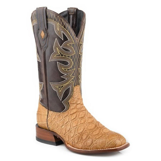 Botas de piel de caimán Big Horn de Stetson para hombre, punta cuadrada, hechas a mano, colección JBS, color marrón