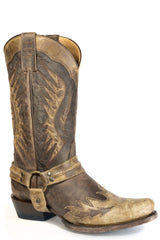 Men's Stetson Outlaw Leather Boots Handcrafted Square Toe Brown
