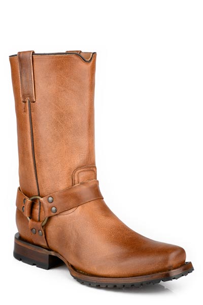 Men's Stetson Hertiage Harness Biker Leather Boots Handcrafted Brown