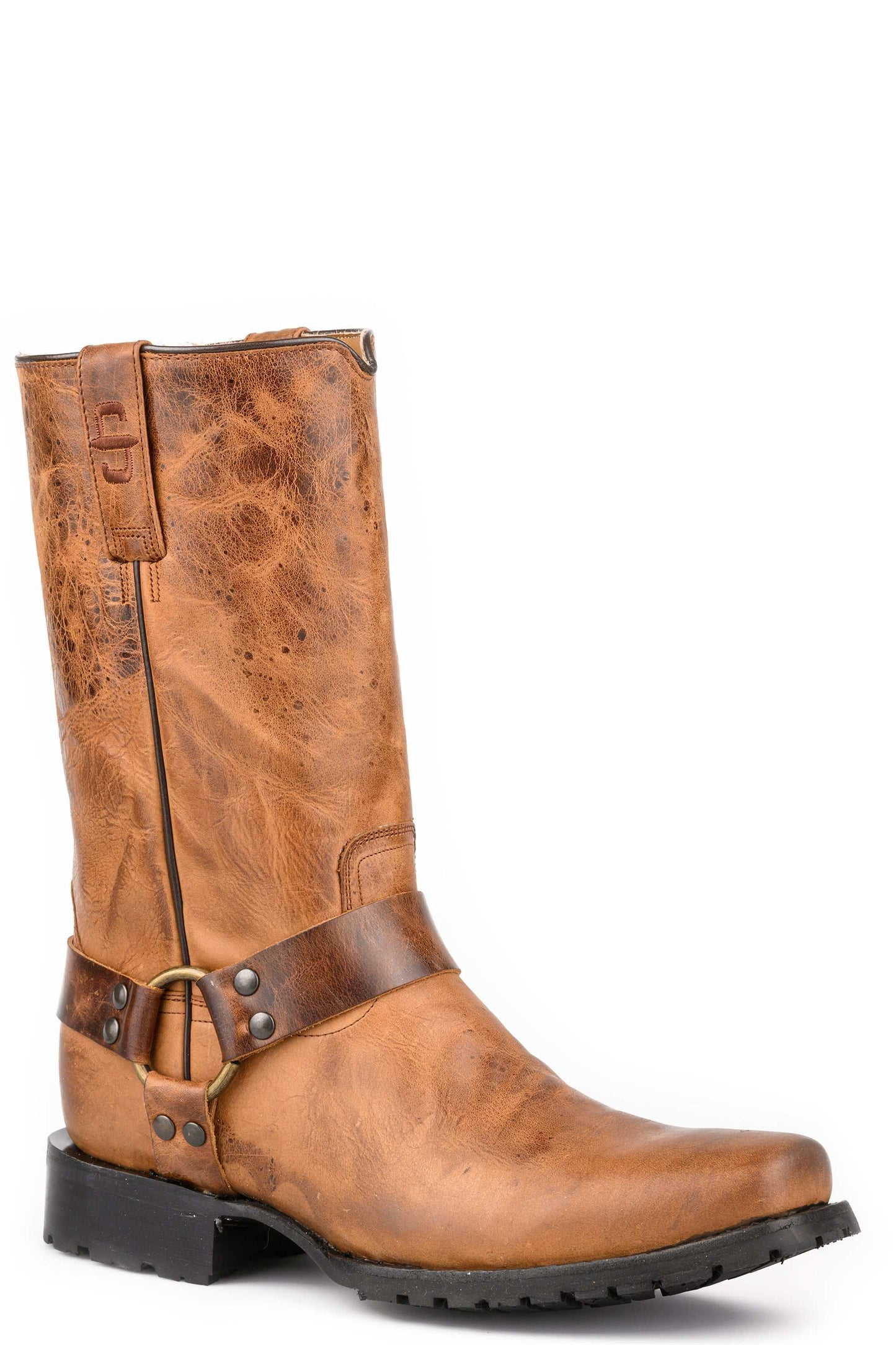 Men's Stetson Heritage Harness Leather Boots Handcrafted Square Toe Tan