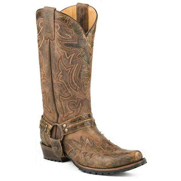 Men's Stetson Outlaw Bad Guy Biker Boots Tru X Lug Sole Handcrafted Tan