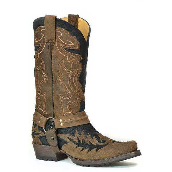 Herren Stetson Outlaw Bad Guy Biker Lederstiefel Handgefertigt Schwarz