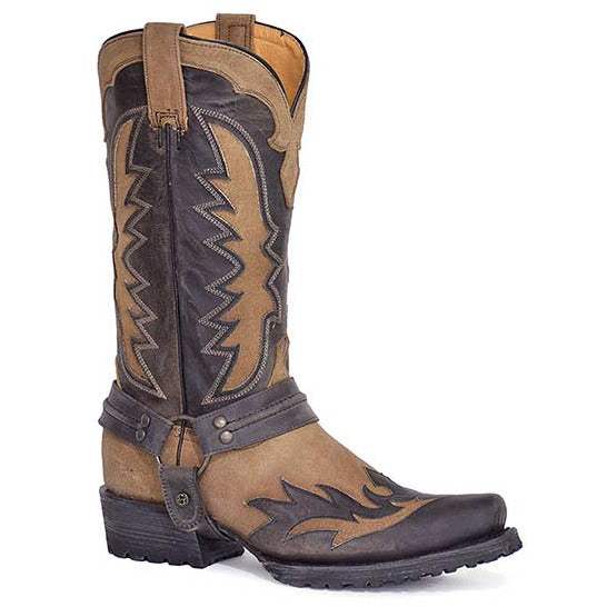 Men's Stetson Biker Outlaw Wings Boots Handcrafted Tan