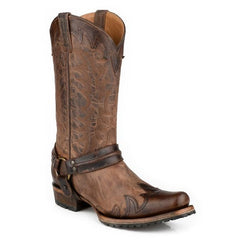 Men's Stetson Rider Outlaw Boots Square Toe Handcrafted Brown