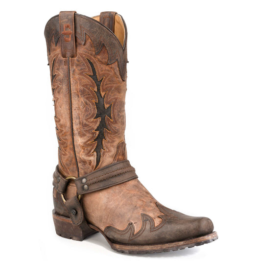 Men's Stetson Durango Lug Leather Boots handcrafted tan square toe cowboy boots with lug sole