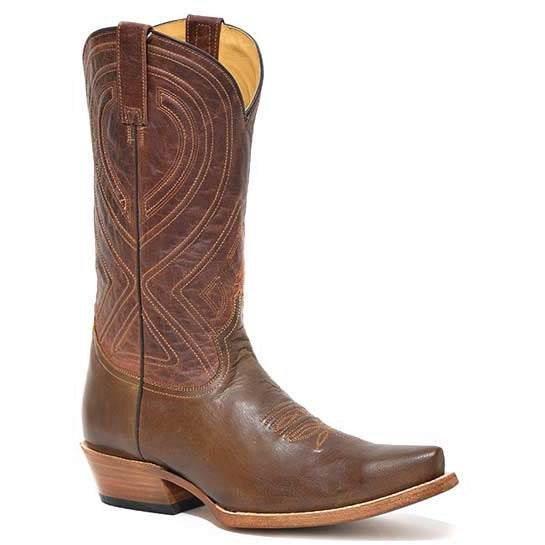 Men's Stetson Mossman Leather Boots Handcrafted Oiled Brown