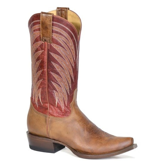 Botas Stetson Garrett para hombre con punta estrecha, hechas a mano en marrón