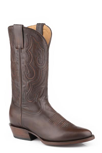 Men's Stetson Carlisle Leather Boots Handcrafted Round Toe Brown