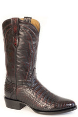 Men's Stetson Holliday Caiman Boots Handcrafted Round Toe Black Cherry
