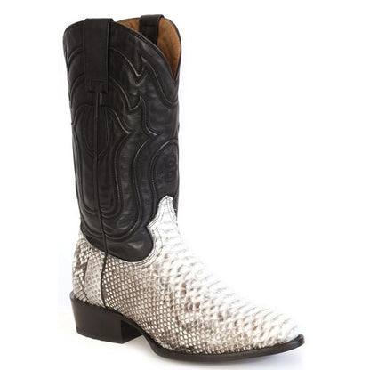 Men's Stetson Wild Bill Python Boots Round Toe Handcrafted Natural
