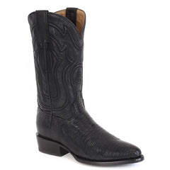 Men's Stetson Wayne Teju Boots Round Toe Handcrafted Black