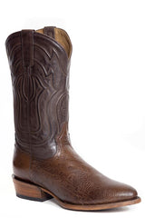 Men's Stetson Wyatt Smooth Ostrich Boots Handcrafted Round Toe Tobacco