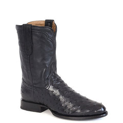 Men's Stetson Austin Ostrich Boots Round Toe Handcrafted Black
