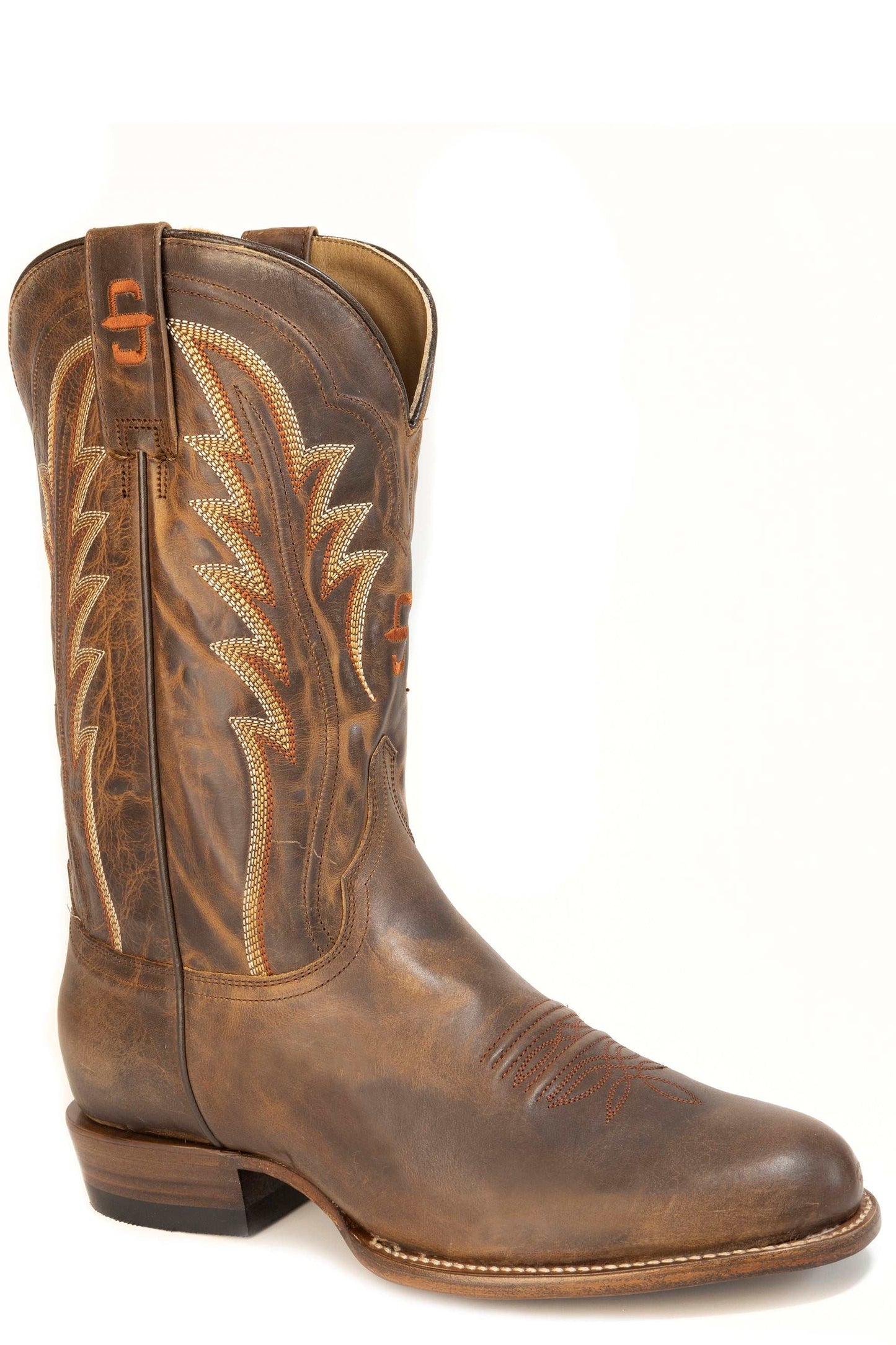Men's Stetson Caldwell Leather Boots Handcrafted Round Toe Brown