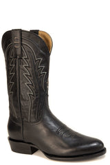Men's Stetson Caldwell Leather Boots Handcrafted Round Toe Black