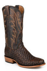 Men's Stetson Grant Goat Boots Handcrafted Square Toe Brown