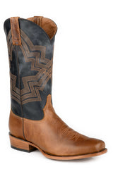 Men's Stetson Gunner Leather Boots Handcrafted Square Toe Tan
