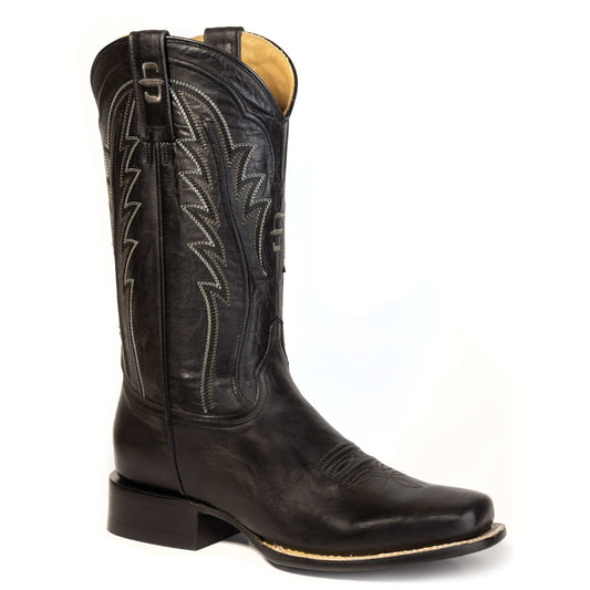 Men's Stetson Doc Leather Boots black square toe handcrafted premium cow leather
