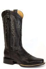 Men's Stetson Doc Leather Boots Handcrafted Square Toe Black