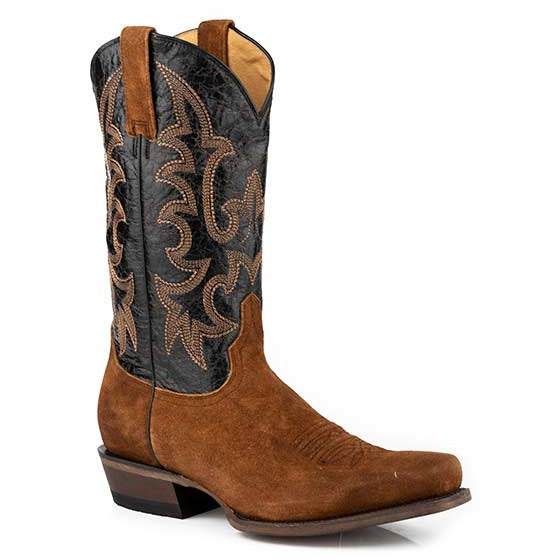 Men's Stetson Obadiah Leather Boots Handcrafted Suede Brown