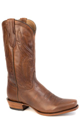 Men's Stetson Masterson Leather Boots Handcrafted Square Toe Brown