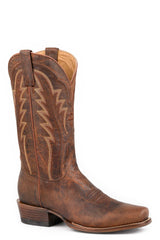 Men's Stetson Cash Goat Boots Handcrafted Square Toe Brown