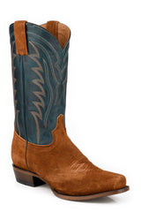 Men's Stetson Tanner Leather Boots Handcrafted Square Toe Brown