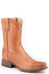 Men's Stetson Caldwell Leather Boots Handcrafted Square Toe Tan
