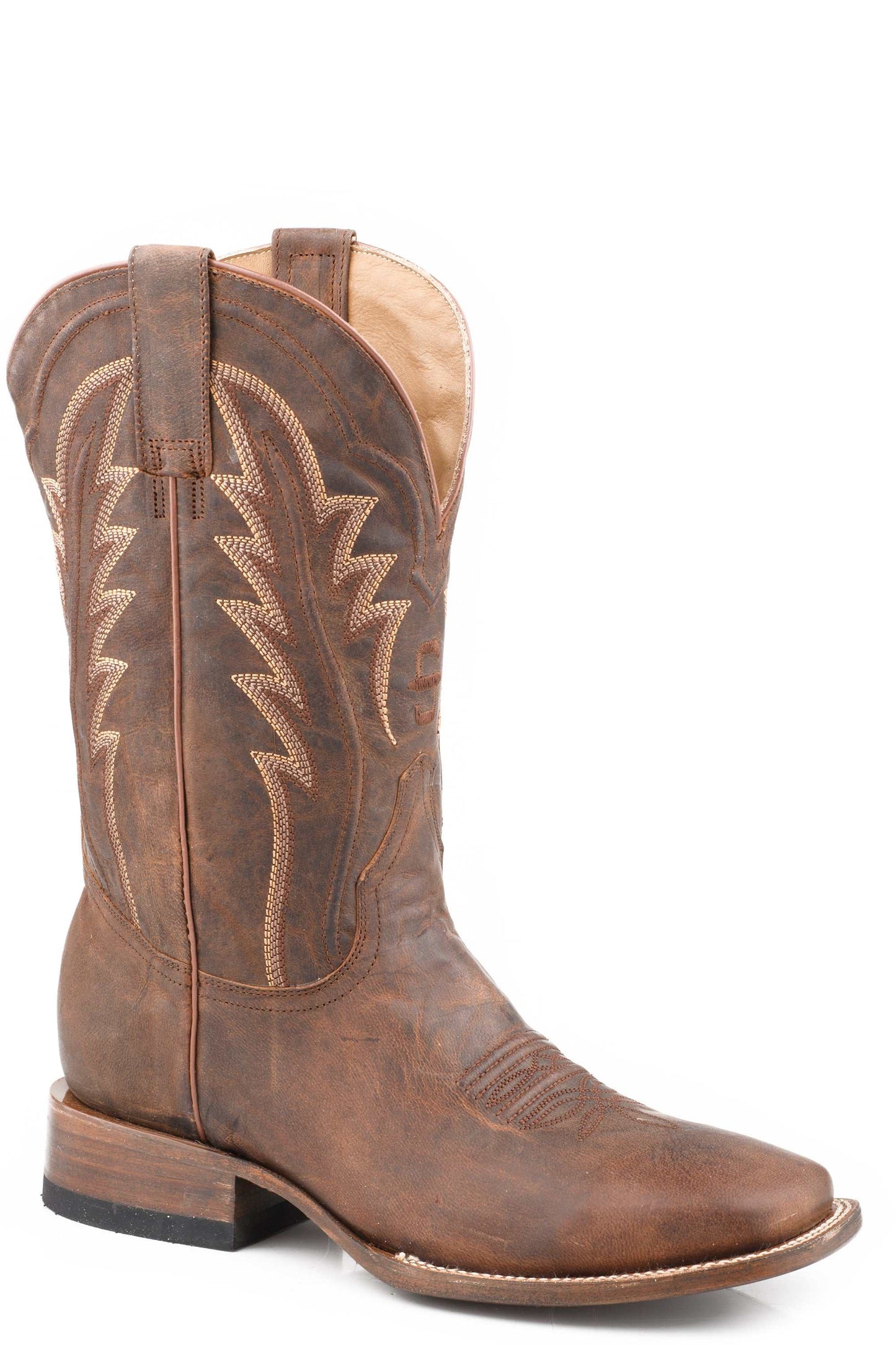 Men's Stetson Cimarron Leather Boots Handcrafted Square Toe Tan