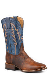 Men's Stetson Cimmaron Bison Boots Handcrafted Square Toe Brown