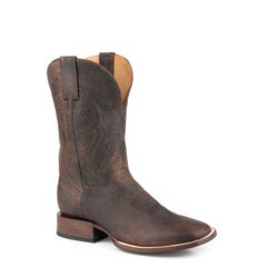 Men's Stetson Bowie Leather Boots Handcrafted Square Toe Tan