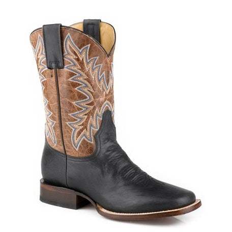 Stetson Cole Boots für Herren, quadratische Zehenpartie, handgefertigt, Schwarz