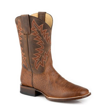 Men's Stetson Cole Boots Square Toe Handcrafted Tan