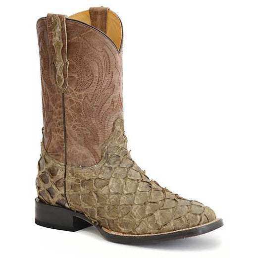 Men's Stetson Predator Pirarucu Boots Handcrafted Vintage Brown