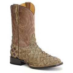 Men's Stetson Predator Pirarucu Boots Handcrafted Vintage Brown