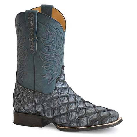 Men's Stetson Predator Pirarucu Boots Handcrafted Vintage Gray