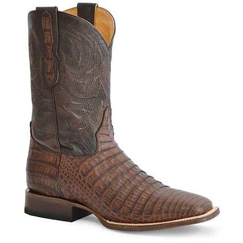 Herren Stetson Cameron Caiman Belly Boots Handgefertigt Braun