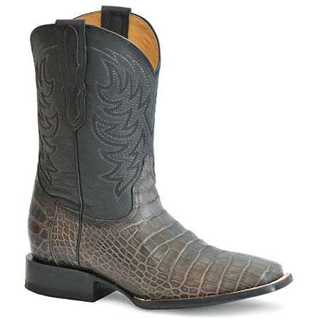 Stetson Aces Alligator Boots für Herren, handgefertigt, brüniert, grau