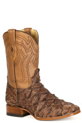 Men's Stetson Pirarucu Fish Fish Boots Handcrafted Square Toe Brown