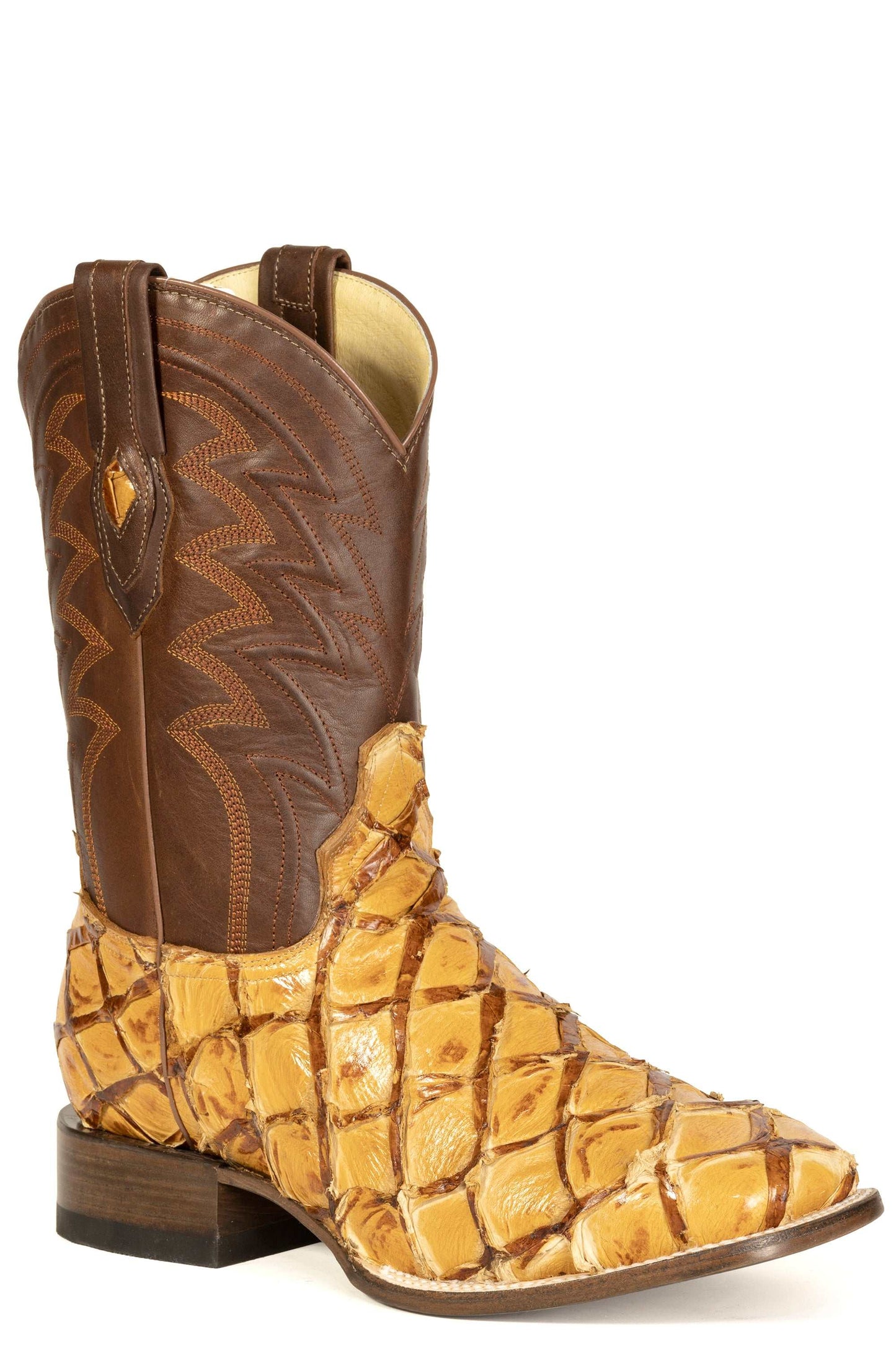 Men's Stetson Pirarucu Fish Fish Boots Handcrafted Square Toe Yellow