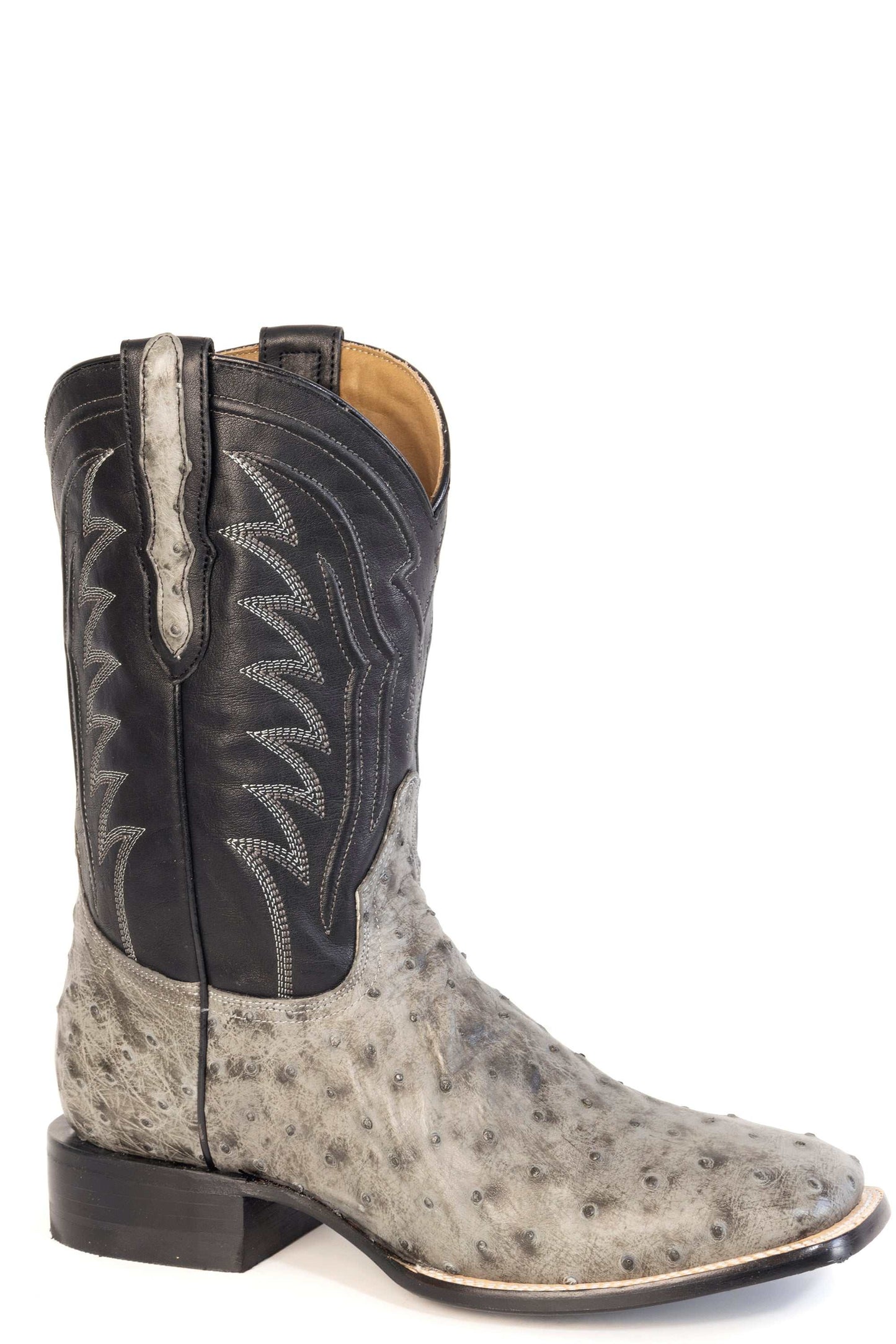 Men's Stetson Colton Ostrich Boots Handcrafted Square Toe Gray