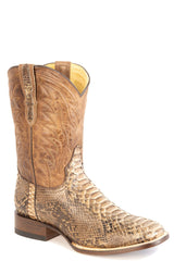 Men's Stetson Milo Python Boots Handcrafted Square Toe Brown