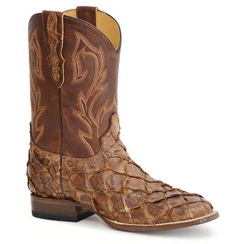 Men's Stetson Predator Pirarucu Tru-x System Boots Handcrafted Vintage Brown