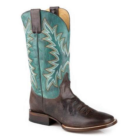 Men's Stetson Cole Boots Square Toe Handcrafted Brown