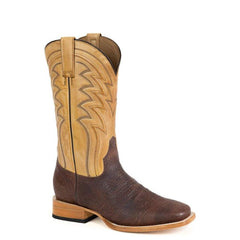 Men's Stetson Cole Bull Boots Handcrafted Square Toe Brown