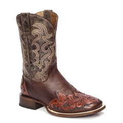 Men's Stetson Arizona Boots Square Toe Handcrafted Brown