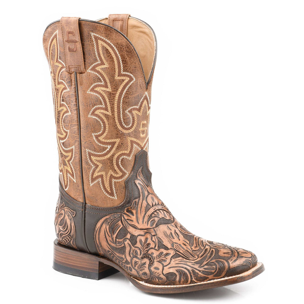 Men's Stetson Jessie Leather Boots Handcrafted Square Toe Brown