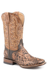 Men's Stetson Jessie Leather Boots Handcrafted Square Toe Brown