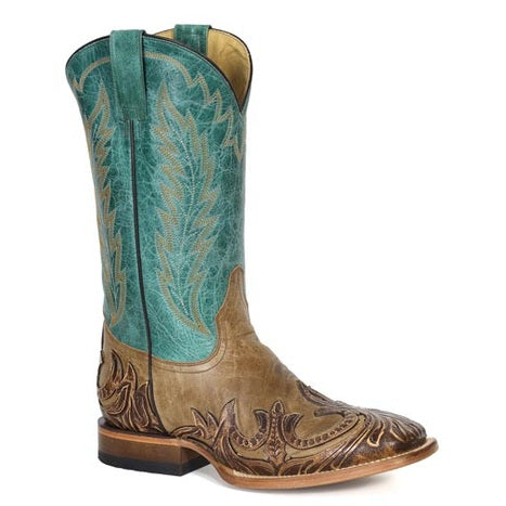 Men's Stetson Judson Boots Square Toe Handcrafted Brown