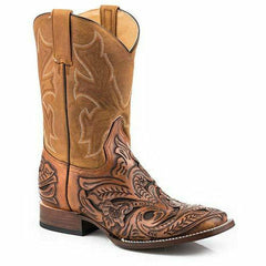 Men's Stetson New West Leather Boots Handcrafted Cognac